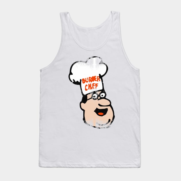 Distressed - Retro Burger Chef Mascot - Chef Tank Top by EverGreene